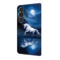 For Sony Xperia 1 IV Crystal Painted Leather Phone case(White Horse)