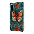 For Sony Xperia 5 III Crystal Painted Leather Phone case(Flower Butterfly)