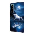 For Sony Xperia 5 IV Crystal Painted Leather Phone case(White Horse)