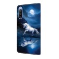 For Sony Xperia 10 III Crystal Painted Leather Phone case(White Horse)