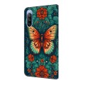 For Sony Xperia 10 III Crystal Painted Leather Phone case(Flower Butterfly)