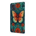 For Motorola Moto E13 Crystal Painted Leather Phone case(Flower Butterfly)