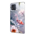 For Motorola Moto E13 Crystal Painted Leather Phone case(Koi)