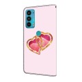 For Motorola Moto E20/E30/E40 Crystal Painted Leather Phone case(Love Peach)
