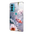 For Motorola Moto E20/E30/E40 Crystal Painted Leather Phone case(Koi)