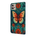 For Motorola Moto G22 Crystal Painted Leather Phone case(Flower Butterfly)