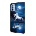 For Motorola Moto G31/G41 Crystal Painted Leather Phone case(White Horse)
