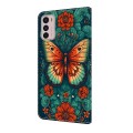 For Motorola Moto G42 Crystal Painted Leather Phone case(Flower Butterfly)