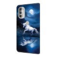 For Motorola Moto G51 5G Crystal Painted Leather Phone case(White Horse)