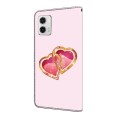 For Motorola Moto G73 Crystal Painted Leather Phone case(Love Peach)