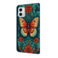 For Motorola Moto G73 Crystal Painted Leather Phone case(Flower Butterfly)