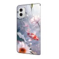 For Motorola Moto G73 Crystal Painted Leather Phone case(Koi)