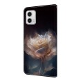 For Motorola Moto G73 Crystal Painted Leather Phone case(Peony)