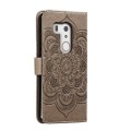 For Fujitsu Arrows Be3 F-01L Sun Mandala Embossing Pattern Phone Leather Case(Grey)