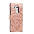For Fujitsu Arrows Be3 F-01L Sun Mandala Embossing Pattern Phone Leather Case(Rose Gold)