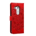 For Fujitsu Arrows Be3 F-02L Sun Mandala Embossing Pattern Phone Leather Case(Red)