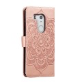 For Fujitsu Arrows Be3 F-02L Sun Mandala Embossing Pattern Phone Leather Case(Rose Gold)