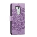 For Fujitsu Arrows Be3 F-02L Sun Mandala Embossing Pattern Phone Leather Case(Purple)