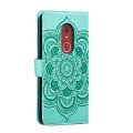 For Fujitsu Arrows Be4 Plus F-41B Sun Mandala Embossing Pattern Phone Leather Case(Green)