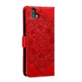 For Fujitsu Arrows U Sun Mandala Embossing Pattern Phone Leather Case(Red)