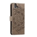 For Fujitsu Arrows U Sun Mandala Embossing Pattern Phone Leather Case(Grey)