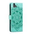 For Fujitsu Arrows U Sun Mandala Embossing Pattern Phone Leather Case(Green)