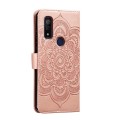 For Fujitsu Arrows We F-51B Sun Mandala Embossing Pattern Phone Leather Case(Rose Gold)