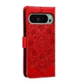 For Google Pixel 9 Sun Mandala Embossing Pattern Phone Leather Case(Red)