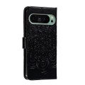 For Google Pixel 9 Sun Mandala Embossing Pattern Phone Leather Case(Black)