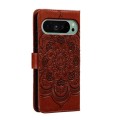 For Google Pixel 9 Sun Mandala Embossing Pattern Phone Leather Case(Brown)