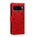 For Google Pixel 9 Pro Sun Mandala Embossing Pattern Phone Leather Case(Red)