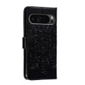 For Google Pixel 9 Pro Sun Mandala Embossing Pattern Phone Leather Case(Black)