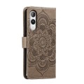 For Rakuten Hand 5G Sun Mandala Embossing Pattern Phone Leather Case(Grey)