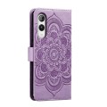 For Rakuten Hand 5G Sun Mandala Embossing Pattern Phone Leather Case(Purple)