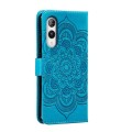 For Rakuten Hand 5G Sun Mandala Embossing Pattern Phone Leather Case(Blue)