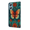 For OPPO A17 Crystal Painted Leather Phone case(Flower Butterfly)