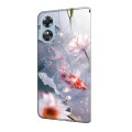 For OPPO A17 Crystal Painted Leather Phone case(Koi)