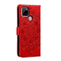 For Realme C12 Sun Mandala Embossing Pattern Phone Leather Case(Red)