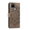 For Realme C12 Sun Mandala Embossing Pattern Phone Leather Case(Grey)