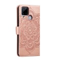 For Realme C15 / C25 / Narzo 30A Sun Mandala Embossing Pattern Phone Leather Case(Rose Gold)