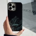 For iPhone 14 Pro Max 2 in 1 Aurora Electroplating Frame Phone Case(Snowy Mountains Black)