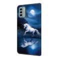For Nokia G22 Crystal Painted Leather Phone case(White Horse)