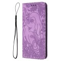 For iPhone 15 Plus Retro Elephant Embossed Leather Phone Case(Purple)