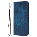 For iPhone 12 / 12 Pro Retro Elephant Embossed Leather Phone Case(Blue)