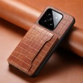 For Xiaomi 14 Crocodile Texture Card Bag Design Full Coverage Phone Case(Brown)
