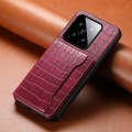For Xiaomi 14 Crocodile Texture Card Bag Design Full Coverage Phone Case(Red)