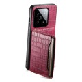 For Xiaomi 14 Crocodile Texture Card Bag Design Full Coverage Phone Case(Red)