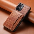 For Xiaomi Redmi Note 12 4G Global Crocodile Texture Card Bag Design Full Coverage Phone Case(Brown)