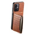 For Xiaomi Redmi Note 12 4G Global Crocodile Texture Card Bag Design Full Coverage Phone Case(Brown)