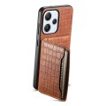 For Xiaomi Redmi 12/Note 12R Crocodile Texture Card Bag Design Full Coverage Phone Case(Brown)